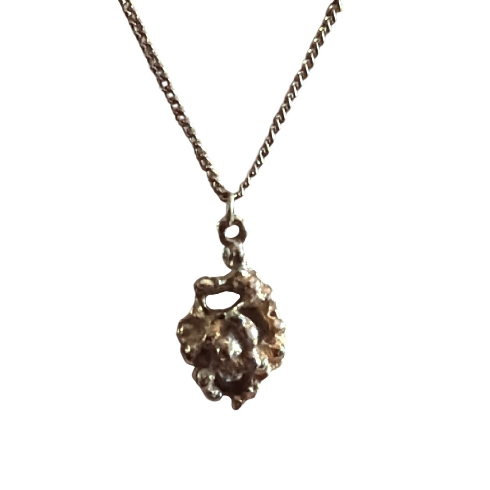 Vintage Gold Tone Molten Nugget Pendant‎ Necklace Organic Textured MCM Layering